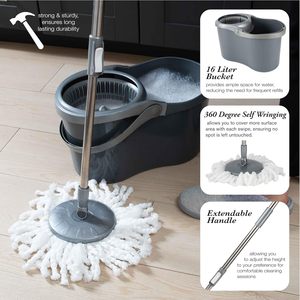 Triangular Plate <b>Microfiber</b> 360 Spin Smart and Bucket Floor Cleaning System Stainless Steel <b>Mop</b> and Bucket - Product Image 4