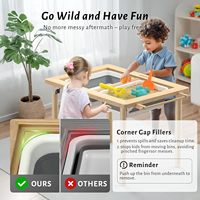 Table sensorielle rectangulaire moderne pour les tout-petits Table à eau en sable en bois pour enfants Planche double face Bacs de rangement pliables