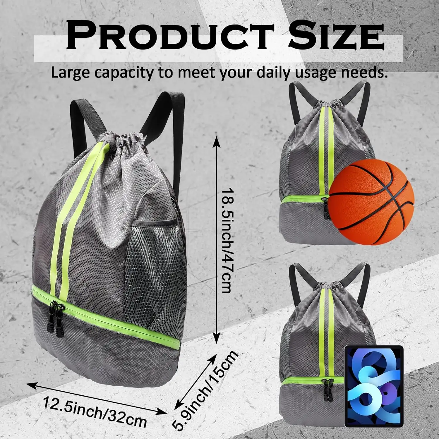 Özel İpli çuval paketi İpli sırt çantası basketbol sırt çantası futbol çantası ile ayakkabı bölmesi beraberlik dize spor çantası
