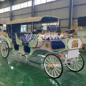 Calèche électrique sans chevaux avec carrosserie blanche et finitions dorées pour usage touristique - Product Image 2
