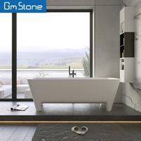 Baignoire autoportante moderne en pierre artificielle blanche de 1,8 m, grande taille, avec fonction douche et bain à remous, sur mesure