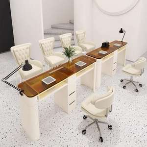 Muebles de Salón de Belleza de Metal, Juego de <span class=keywords><strong>Mesa</strong></span> de Manicura, <span class=keywords><strong>Mesa</strong></span> de Manicura con Sillas - Product Image 3