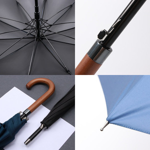 10 Ribs Automatic Solid Wood Curved Handle Golf <b>Umbrella</b> Custom Acceptable - Product Image 5