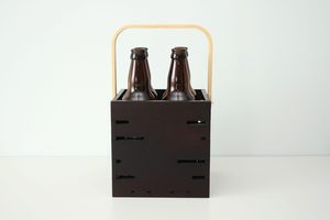 Panier à bière carré en bois moderne et minimaliste à 4 emplacements, vert foncé, boîte de rangement pour bouteilles en bois du Vietnam - Product Image 4