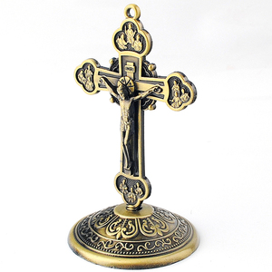 Estatua de Metal chapada en bronce antiguo de 5x8,6 cm, estatua de Jesús, crisol de pie católica, BZR21543 - Product Image 4