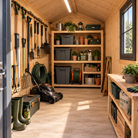 Abri de rangement pour équipement extérieur, résistant aux intempéries, avec un espace utilitaire sécurisé et un design à accès facile