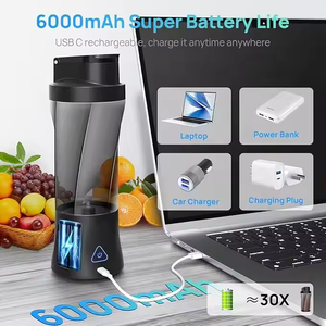 เครื่องปั่นอาหารเกรดอาหาร Tritan กำลังสูง 360 วัตต์ ใบมีดคม 6 ใบ สำหรับปั่นสมูทตี้ โปรตีนเชคแบบพกพา ขนาด 22 ออนซ์ แก้วปั่นน้ำผลไม้ส่วนตัว - Product Image 3