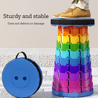 Tabouret télescopique de camping style arc-en-ciel, portable, pour la pêche en plein air, tabouret pliant en plastique pour la maison