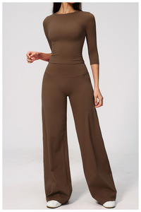Running <strong>Leggings</strong> Flared Pants Scrubs Woman Shorts <strong>Lace</strong> <strong>Trim</strong> Capri Jumpsuit Shirts <strong>with</strong> Elbow Length Sleeves Gym Wear Blanks - Product Image 4