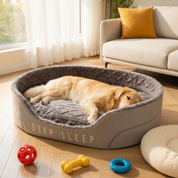 Lit pour animaux de compagnie en peluche ovale de luxe avec coussin épais séparé pour les grands chiens et les chats