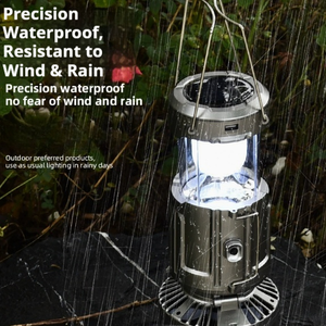 Nouvelle lanterne de camping d'urgence 2026 avec ventilateur |   Lampe étanche rechargeable solaire et USB pour les pannes de courant - Product Image 5