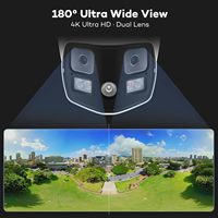 4K 8MP 180 °   Cámara de Seguridad IP PoE Panorámica de Doble Lente, Luz Estroboscópica Roja y Azul, Alarma con Audio, Visión Nocturna Inteligente en Color, Comunicación Bidireccional, NDAA