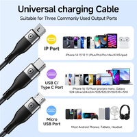 Câble de charge USB tressé en nylon rapide 3 en 1, cordon de charge multi-téléphones avec ports Type C et Micro L pour téléphones portables