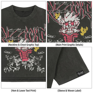 T-shirt Homme Lourd 300 g/m² Personnalisé avec Logo Imprimé Graphique Effet Vieilli Appliqué Col Rond Streetwear Noir - Product Image 4