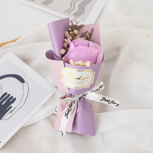 Mini Buquê de Rosas de Sabão e Girassóis Preservados com Gypsophila, Flor Eterna Embalada para Presente, Atacado - Product Image 2