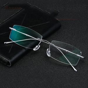 Boyarn Petit Rectangle Polygone Diamant Alliage de Titane Sans Monture <span class=keywords><strong>Photogray</strong></span> Antireflet <span class=keywords><strong>Lunette</strong></span> Photochromique Montures de Titane Lunettes - Product Image 2