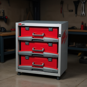 Armoire à outils Us Pro 5000 B3 rouge, unité de rangement en acier à 3 tiroirs - Product Image 3