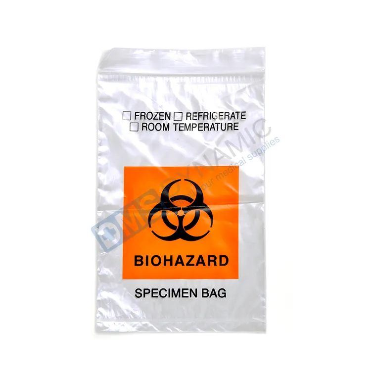 Labor Biohazard Proben beutel mit Tasche orange Logo lösbar Reiß verschluss wasserdicht langlebig für den Proben transport