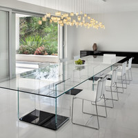 Table de salle à manger ronde en acrylique transparente de style moderne et simple, sur mesure pour salon