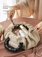 Sac de toilette en PU pour femmes paresseuses, imperméable, extensible, grande capacité, rangement de voyage, cordon de serrage pour étui, nouveauté 2025
