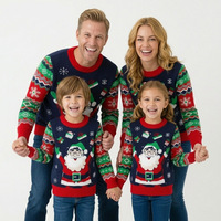 Pull à manches longues pour enfants avec imprimé colorblock Père Noël, haut unisexe pour les fêtes