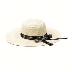 Chapeaux <span class=keywords><strong>de</strong></span> paille <span class=keywords><strong>de</strong></span> plage souples pour femmes, à large bord, tendance, avec logo personnalisé, pour l'été, vente en gros - Product Image 1