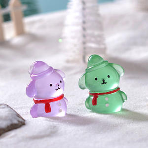 Boneka anjing kepala manusia salju, ornamen lanskap mikro Resin bercahaya kartun ramah lingkungan baru Natal - Product Image 4