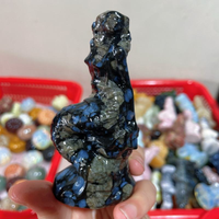 Sculpture de sirène en cristal naturel poli, sculptée à la main, artisanat de guérison, carillon éolien, technique de mosaïque, amour