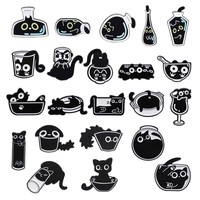 Pin Enamel Kucing Hitam Grosir, Bros Instrumen Musik Lucu, Bros Piano, Hadiah untuk Teman, Aksesoris Ransel Logam