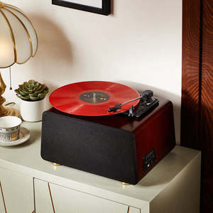 Tocadiscos clásico con acabado de madera, gramófono de estilo retro para decoración de fiestas en casa, sistema de altavoces estéreo para regalo. - Product Image 6