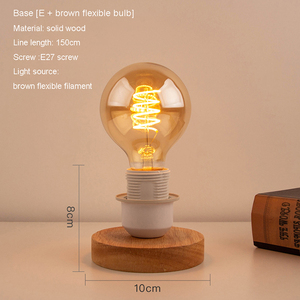 Soporte de luz de noche E26 Bases de enchufe de madera Soporte de lámpara de madera maciza Soportes de lámpara de haya con enchufe <span class=keywords><strong>E27</strong></span> Soporte de lámpara de noche personalizado Luces LED - Product Image 5