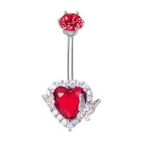 Anneaux de nombril en acier inoxydable en forme de cœur, clous de piercing, bijoux de corps pour femmes, pour fête et cadeau