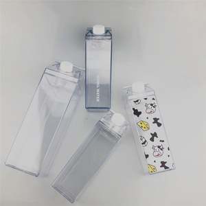 16Oz Eco-Friendly Wholesale Plastic Transparent Cup <b>Milk</b> <b>Box</b> Carton Shaped Bottle Lid for <b>Milk</b> Cold Direct Drinking Outdoor Use - Product Image 2