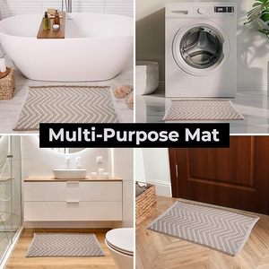 CF <strong>Brown</strong> Weave Waffle <strong>Bath</strong> <strong>Mat</strong> Super Absorbent Non Slip <strong>Bath</strong> <strong>Mats</strong> for Bathroom Floor Machine Washable Bathroom Rugs with Tassels - Product Image 6