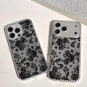 Funda de Teléfono Vintage <span class=keywords><strong>con</strong></span> Encaje Floral, Malla Transparente de TPU a Prueba de Golpes <span class=keywords><strong>con</strong></span> Diseño de Rosas para iPhone 16 15 14 13 12 11 Pro Max, Estilo Coquette - Product Image 2
