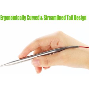 Aiguilles à tricoter circulaires Indskill, taille 6, 4 mm, en acier inoxydable, avec cordon rouge, ensemble d'aiguilles ergonomiques en métal pour la couture à la main - Product Image 5
