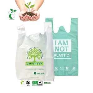 Compostable 옥수수 녹말 Pla Pbat 생물 분해성 T-셔츠 비닐 봉투는 Hdpe/ldpe 주문 Eco 친절한 쇼핑 Bioplastic 부대를 나릅니다