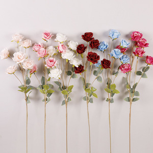 6 Cabezas de Rosas Artificiales Azules de Plástico PVC, Flores de Seda con Tacto Natural para Decoración de Bodas y Hogar - Product Image 3