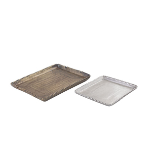 Best Selling Decorative <b>Metal</b> Tray Set Rectangular Serving Tray with Beaded <b>Border</b> for Home Kitchen Hotel Use - Product Image 4
