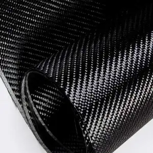 Tissu en fibre de carbone à armure toile sergé noir 3k 200g 240g 1500