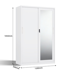 Armario <span class=keywords><strong>de</strong></span> Almacenamiento <span class=keywords><strong>de</strong></span> Acero Resistente con Espejo, Armario Metálico con Diseño para Organización <span class=keywords><strong>de</strong></span> Dormitorio - Product Image 2