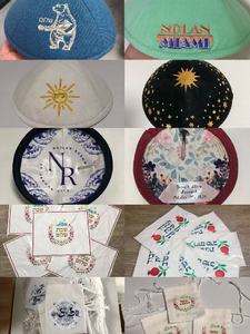 नीले लिनन नरम लुकरने योग्य किप्पा ब्रिट मील उपहार ठोस रंग कस्टम प्रिंटेड यरुल्का चाल्ला कवर कढ़ाई जेविश सभी - Product Image 6