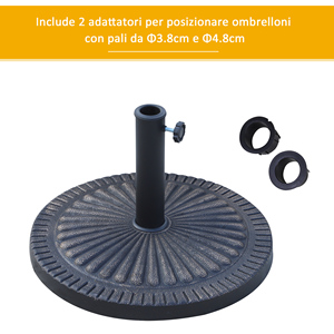 Outsunny Base de Paraguas Redonda para Postes de Ø 3,8-4,8 cm con Decoración y Perilla, Peso 15kg Ø 49x32cm - Product Image 5