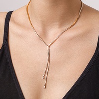 Collier minimaliste en Y en acier inoxydable, bijoux anti-ternissement, collier incrusté de zircon inaltérable