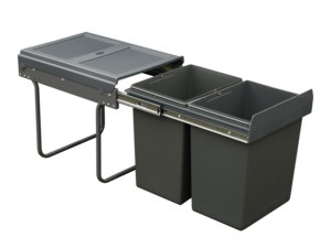 2X20L Concealed Door Mounted <strong>Twin</strong> Kitchen <strong>Bin</strong> Over Cabinet Soft Runners Plastic PP Pull Out Garbage <strong>Bin</strong> - Product Image 2