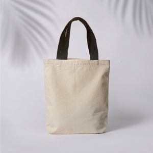 Women's Solid Pattern Customized Printed Tote Bag with Open Closure Black Handle 100% Eco-Friendly Cotton Canvas for Shopping - Product Image 1