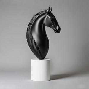 Sculpture en résine de tête de cheval de style scandinave vintage, décoration d'intérieur pour salon, bureau, vitrine - Product Image 5