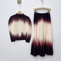 Ensemble deux pièces plissé dégradé ombré pour femme, haute couture, directement de l'usine, personnalisation OEM/ODM, jupe amincissante effet teinture par immersion