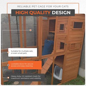 Modern <strong>Cat</strong> Camp Large <strong>Run</strong> Fully Enclosed Multi-Tier House Solid Wood Construction Roof | 190x84x175cm (6ft 3in X 2ft - Product Image 5