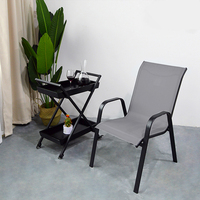 Chaise de jardin en métal au design moderne Uplion Chaise de patio empilable KD pour l'extérieur avec sling Accoudoir textilener pour salle à manger Parc Hall Uplion